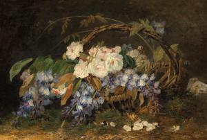 BRIELMAN Jacques Alfred,A Basket with Roses at the Edge of the Woods,Palais Dorotheum 2022-02-22