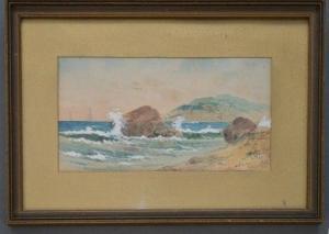 BRIGGS Lucius A 1852-1931,Shoreline - Crashing Waves,19th Century,Hood Bill & Sons US 2020-02-18