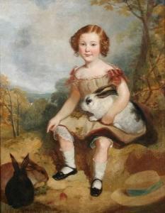 BRIGGS William Keighley 1849-1860,PORTRAIT OF CHILD WITH RABBITS,Sloans & Kenyon US 2006-11-12