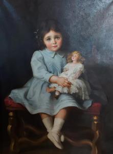BRIGHT Beatrice 1940,portrait of a girl with doll,1912,Jacobs & Hunt GB 2023-02-03