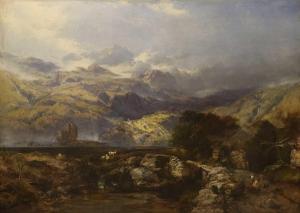 BRIGHT Henry 1810-1873,Figures at rest beside a lochside mill,Tennant's GB 2024-01-12