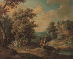 BRIL Paul 1554-1626,A wooded river landscape with brigands ambushing a,Christie's GB 2007-07-04