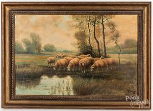 BRILLET F,landscape with sheep,1900,Pook & Pook US 2021-04-07