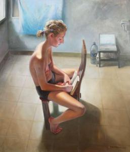 BRILLIANTOVA Natasha 1973,Girl Sitting and Reading,Tiroche IL 2022-06-27