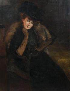 BRINDEL Ketty 1900,Portrait de femme au col de renard,Cornette de Saint Cyr FR 2012-06-01