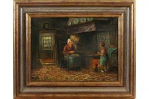 BRINK J. 1900,peasant interior with mother and child in place,Twents Veilinghuis NL 2015-10-16