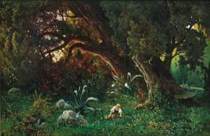 BRIOSCHI Othmar 1854-1912,A Southern Park Landscape,1884,Palais Dorotheum AT 2024-04-25