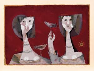Bris Sami 1930,Deux femmes et un oiseau,AuctionArt - Rémy Le Fur & Associés FR 2018-06-23
