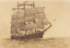 BRISCOE Arthur John Trevor,The Four Masted Clipper 'Larhill' in full sail,1936,Mallams 2023-10-18