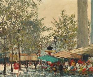 BRISSON Marcel 1915,Parisian market scene with figures,John Moran Auctioneers US 2017-05-23