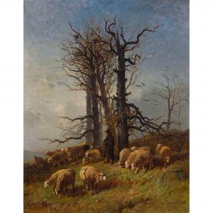 BRISSOT DE WARVILLE Felix Saturnin 1818-1892,Moutons au pâturage,Dobiaschofsky CH 2017-05-10