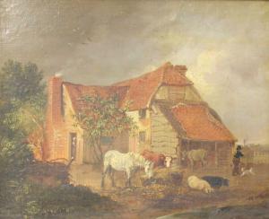 BRISTOW Edmund 1787-1876,Farmyard with horses and pigs,Tennant's GB 2023-11-03