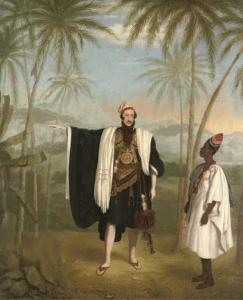 BRITISH SCHOOL,A European traveller, in native costume, indicatin,1800,Christie's GB 2005-09-21