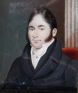 BRITISH SCHOOL,A Gentleman, wearing black coat and waistcoat,whit,1820,Bonhams GB 2008-11-06