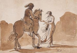 BRITISH SCHOOL,A lady receives a letter from a gentleman on horseback,Dreweatts GB 2016-04-06
