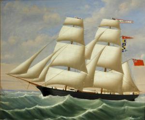 BRITISH SCHOOL,A merchant brig under full sail, possibly the 'Glanavon',Bonhams GB 2014-07-20