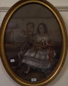 BRITISH SCHOOL,A portrait of two children with a dog,Charterhouse GB 2016-03-18
