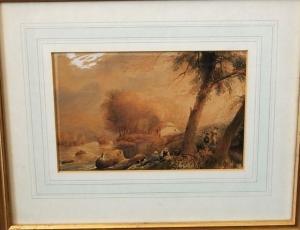 BRITISH SCHOOL,a river scene with figures and dog,19th century,Wotton GB 2018-07-24