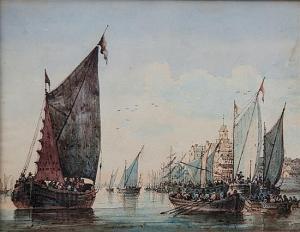 BRITISH SCHOOL,Boats laden with passengers in a busy estuary,Martel Maides GB 2013-04-24