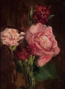 BRITISH SCHOOL,Carnations and Roses,Barridoff Auctions US 2014-04-30