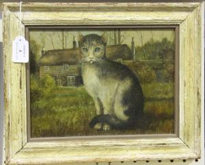 BRITISH SCHOOL,Cat within a Landscape before a Cottage,20th century,Tooveys Auction GB 2019-01-23