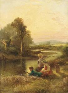 BRITISH SCHOOL,Children fishing by a stream,Christie's GB 2004-08-04