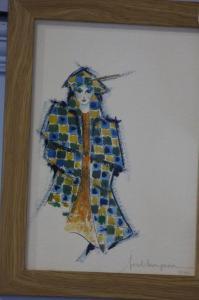 BRITISH SCHOOL,Fashion drawing of a lady wearing hat and coat,1981,Boldon GB 2016-03-16