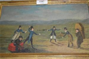 BRITISH SCHOOL,Figures engaged in a duel,Lawrences of Bletchingley GB 2015-07-21