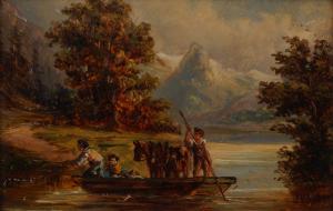 BRITISH SCHOOL,Figures ferrying three horses across a river,19th century,Rosebery's GB 2019-08-17