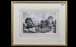 BRITISH SCHOOL,Figures near buildings with trees and on extensive,19th Century,Gerrards 2018-05-03