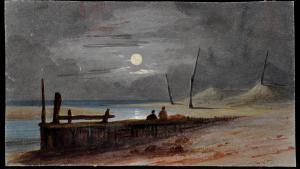 BRITISH SCHOOL,Figures on a beach by moonlight,Anderson & Garland GB 2017-02-21