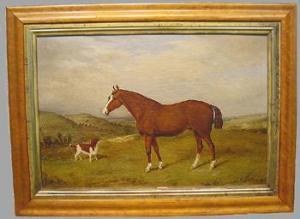 BRITISH SCHOOL,HORSE AND DOG IN A LANDSCAPE,William Doyle US 2002-01-09