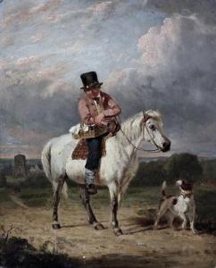 BRITISH SCHOOL,Man on horseback in a landscape, mahogany,Canterbury Auction GB 2012-07-10