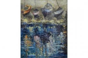 BRITISH SCHOOL,Moored boats and reflections,Andrew Smith and Son GB 2015-03-24