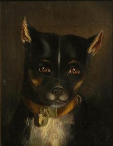 BRITISH SCHOOL,Portrait of a Black Terrier Wearing Brass Mounted Collar,Mealy's IE 2013-04-29