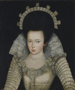 BRITISH SCHOOL,Portrait of a lady, half-length, in a grey dress w,1615,Christie's GB 2008-06-18