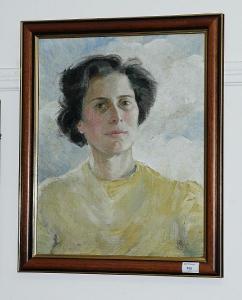 BRITISH SCHOOL,Portrait of a lady in a yellow jumper,1914,Bonhams GB 2009-01-30