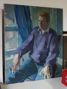 BRITISH SCHOOL,Portrait of a man in a blue sweater,Bonhams GB 2010-05-12