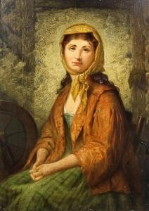 BRITISH SCHOOL,Portrait of a seated young woman at her spinning w,Canterbury Auction GB 2016-04-12