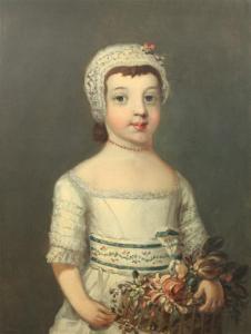 BRITISH SCHOOL,Portrait of a young girl holding a bunch of flower,Gorringes GB 2013-02-06