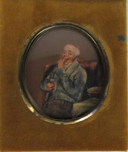 BRITISH SCHOOL,Portrait of Man seated by a Table holding a Glass,Fonsie Mealy Auctioneers 2017-07-25