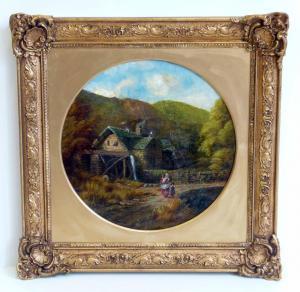 BRITISH SCHOOL,Rural view with watermill and figures,Peter Wilson GB 2017-07-20