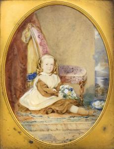 BRITISH SCHOOL,Seated girl with posy of flowers,Canterbury Auction GB 2016-04-12