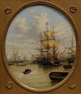 BRITISH SCHOOL,Ships in harbour,19th Century,Mallams GB 2017-11-30