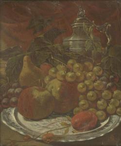 BRITISH SCHOOL,STILL LIFE OF A DISH OF FRUIT AND A FLAGON,2016,Sworders GB 2016-06-07