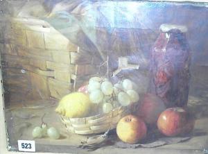 BRITISH SCHOOL,Still life offruit in a basket and on a table,Dreweatt-Neate GB 2007-06-14