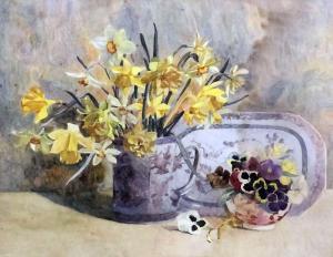 BRITISH SCHOOL,Still life with daffodils in a Chinese tankard,Canterbury Auction GB 2017-04-04