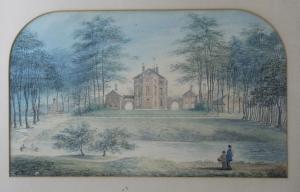BRITISH SCHOOL,Study of a country house with river and figures in,Wright Marshall GB 2018-09-04