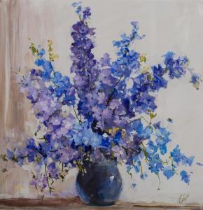 BRITISH SCHOOL,Study of Delphiniums in a Vase,Tooveys Auction GB 2017-01-25