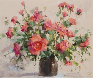 BRITISH SCHOOL,Study of Roses in a Vase,Tooveys Auction GB 2017-01-25